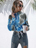 Tie-Dye Quarter Zip Dropped Shoulder Sweatshirt - Trendsi - Flyclothing LLC