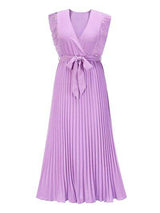 Tied Surplice Cap Sleeve Pleated Dress - Trendsi - Flyclothing LLC
