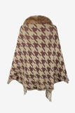Houndstooth Fringe Hem Poncho - Trendsi - Flyclothing LLC