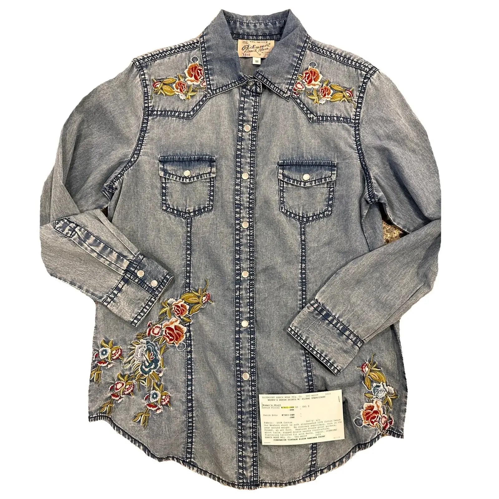 Rockmount Clothing Women's Denim Pink Floral Embroidery - Rockmount Clothing - Flyclothing LLC
