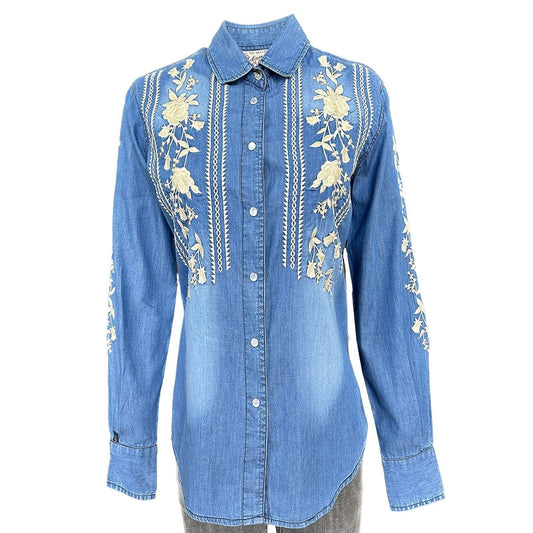 Rockmount Clothing Women's Denim Boho Floral Embroidery Western Shirt - Rockmount Clothing - Flyclothing LLC