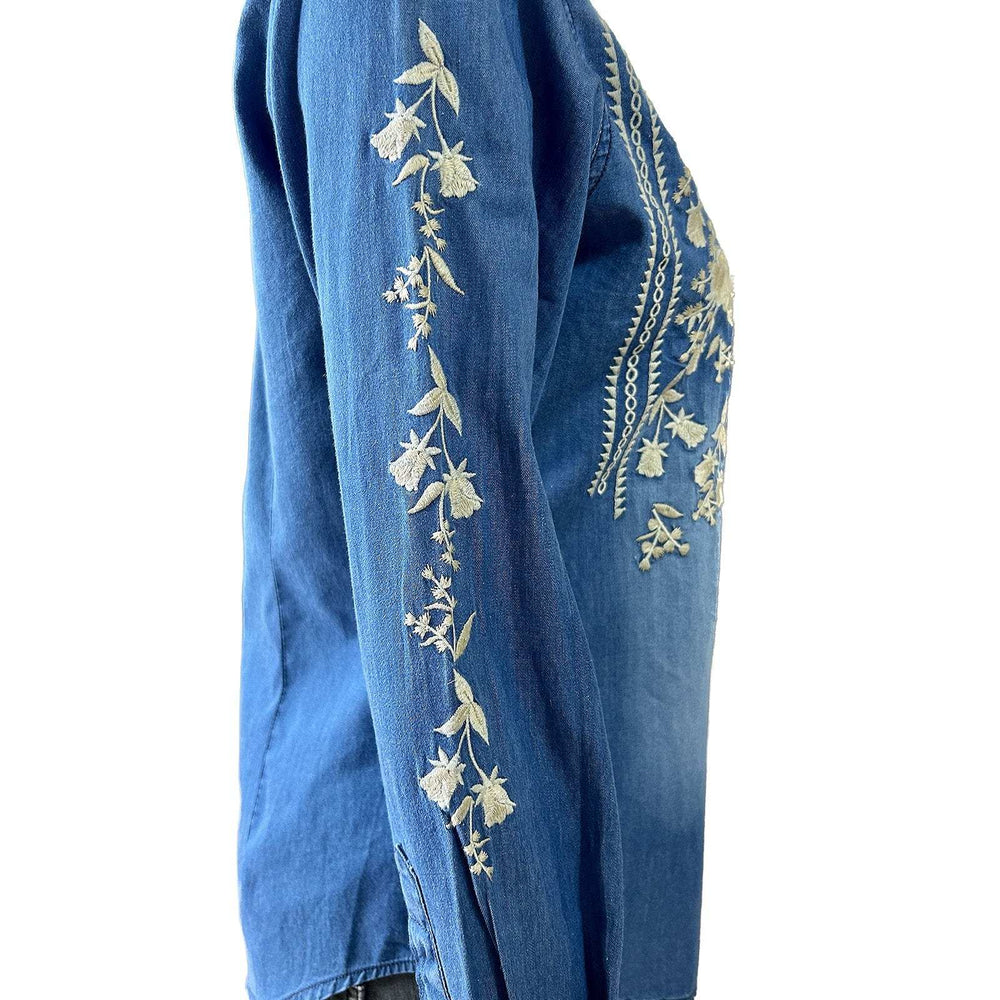 Rockmount Clothing Women's Denim Boho Floral Embroidery Western Shirt - Rockmount Clothing - Flyclothing LLC