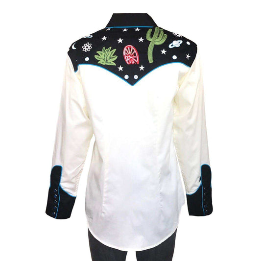 Rockmount Clothing Women's Black Vintage Cactus & Stars Chain Stitch Embroidery Western Shirt - Rockmount Clothing - Flyclothing LLC