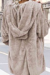 Teddy Hooded Jacket with Pockets - Trendsi - Flyclothing LLC