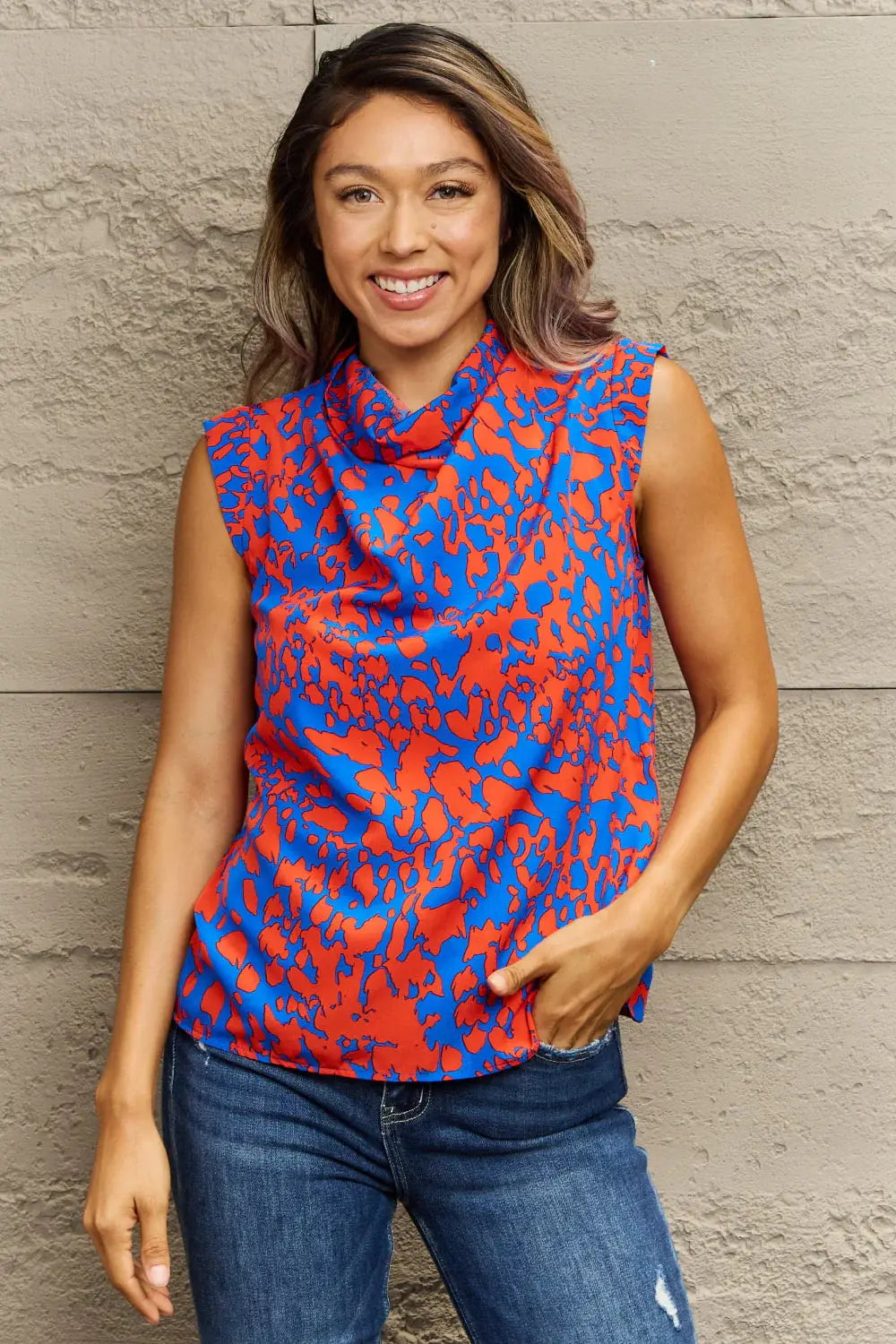 Printed Round Neck Tank Top - Trendsi - Flyclothing LLC