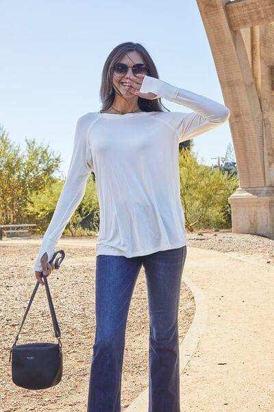Basic Bae Full Size Round Neck Long Sleeve T-Shirt - Trendsi - Flyclothing LLC