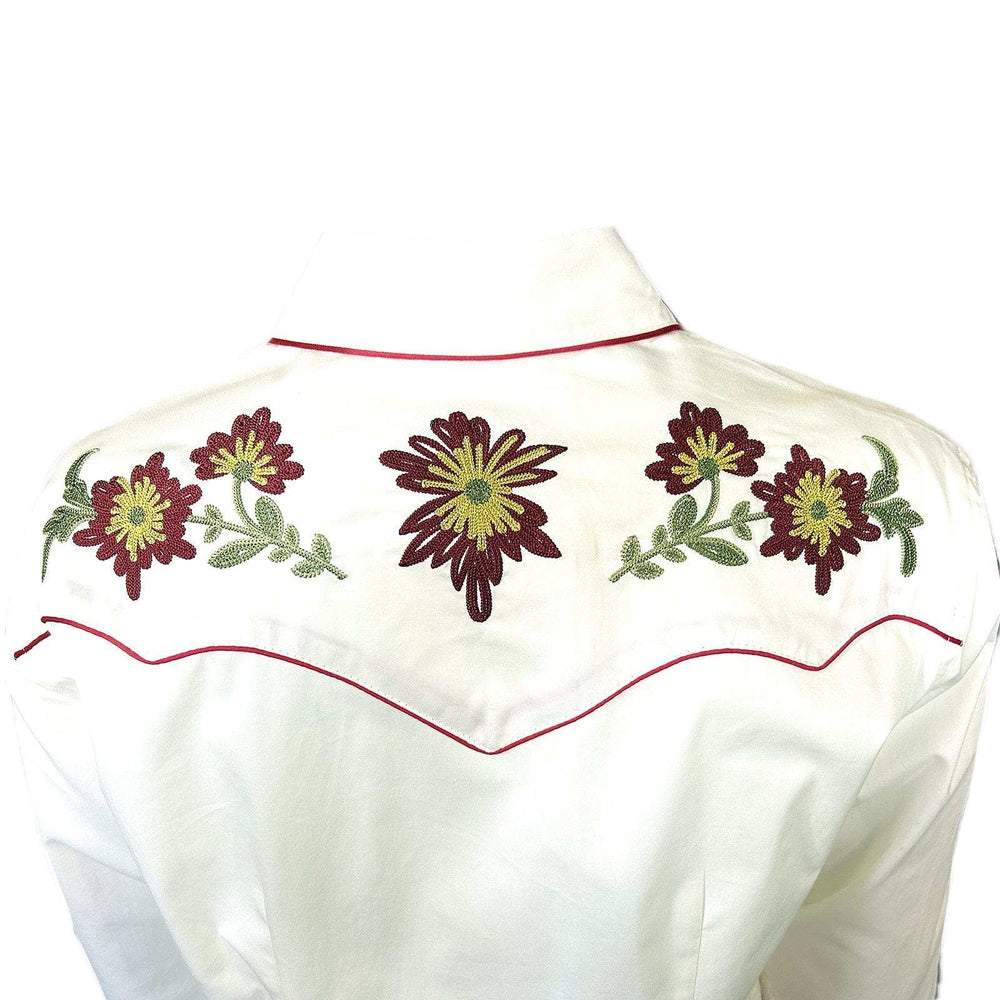 Rockmount Clothing Women's Ivory Vintage Floral Embroidered Western Shirt - Rockmount Clothing - Flyclothing LLC