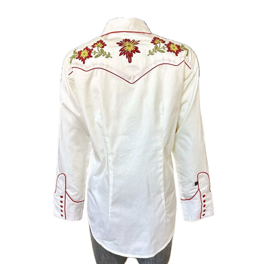 Rockmount Clothing Women's Ivory Vintage Floral Embroidered Western Shirt - Rockmount Clothing - Flyclothing LLC