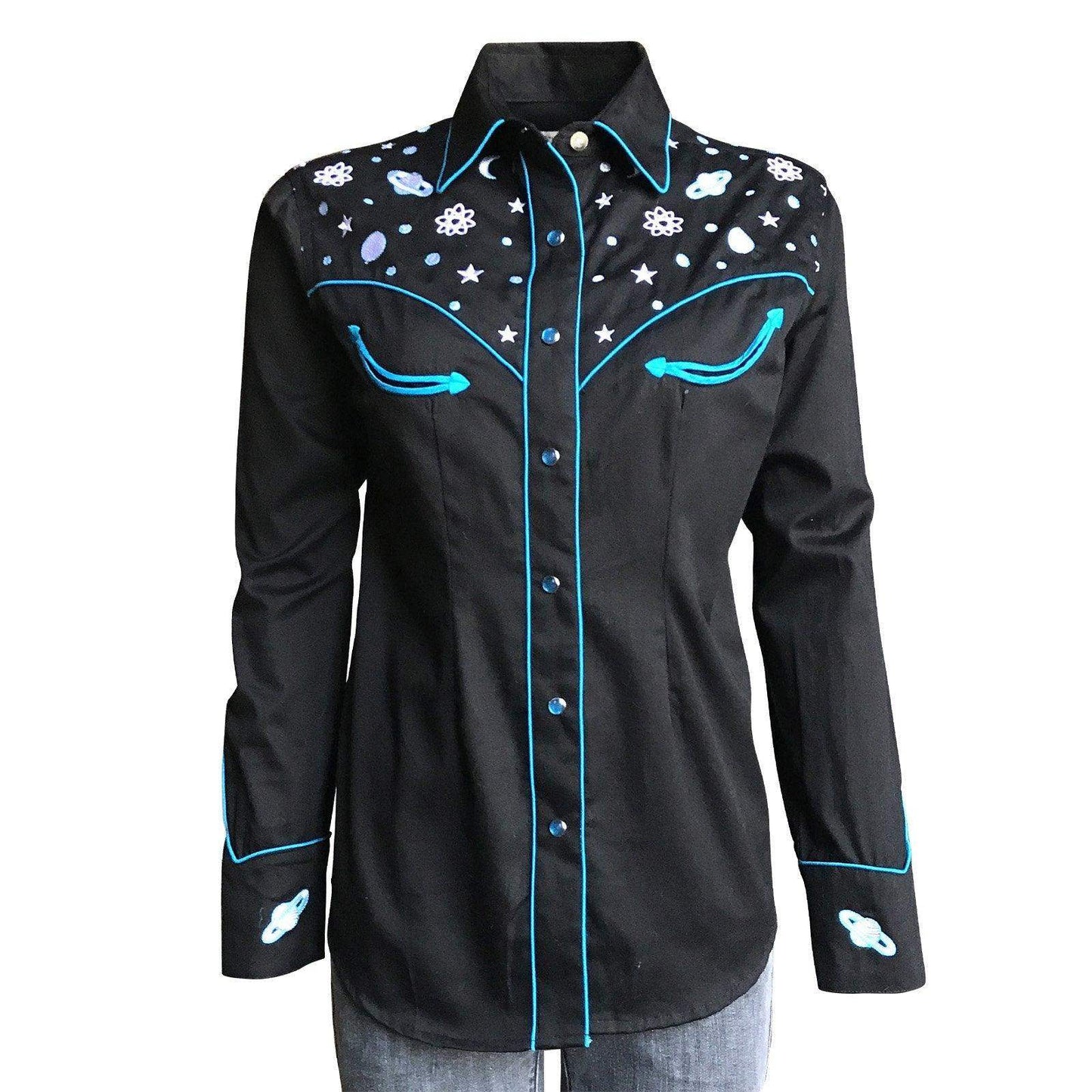 Women's Out of This World Embroidered Black Western Shirt - Rockmount Clothing - Flyclothing LLC