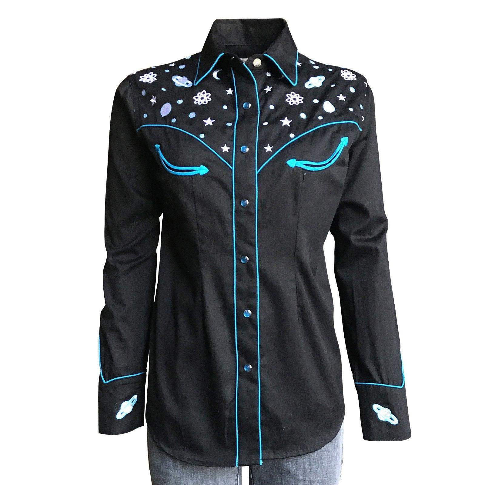 Women's Out of This World Embroidered Black Western Shirt - Rockmount Clothing - Flyclothing LLC