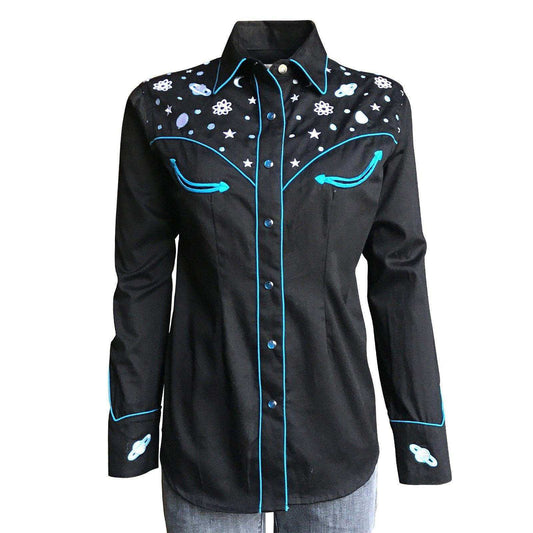 Women's Out of This World Embroidered Black Western Shirt - Rockmount Clothing - Flyclothing LLC