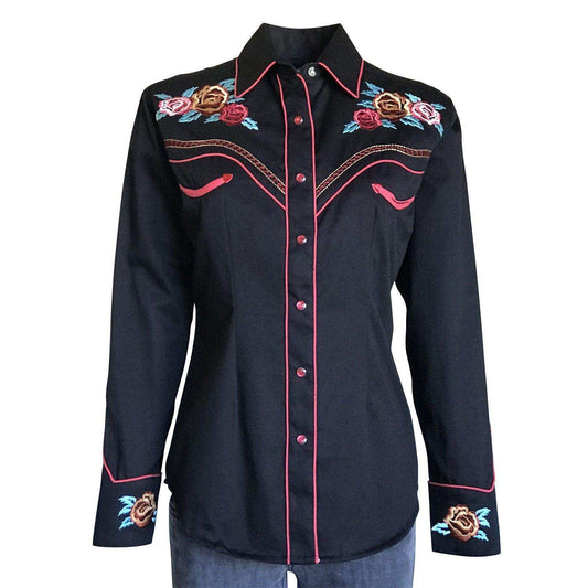 Women’s Vintage Rose Bouquet Embroidery Western Shirt - Rockmount Clothing - Flyclothing LLC