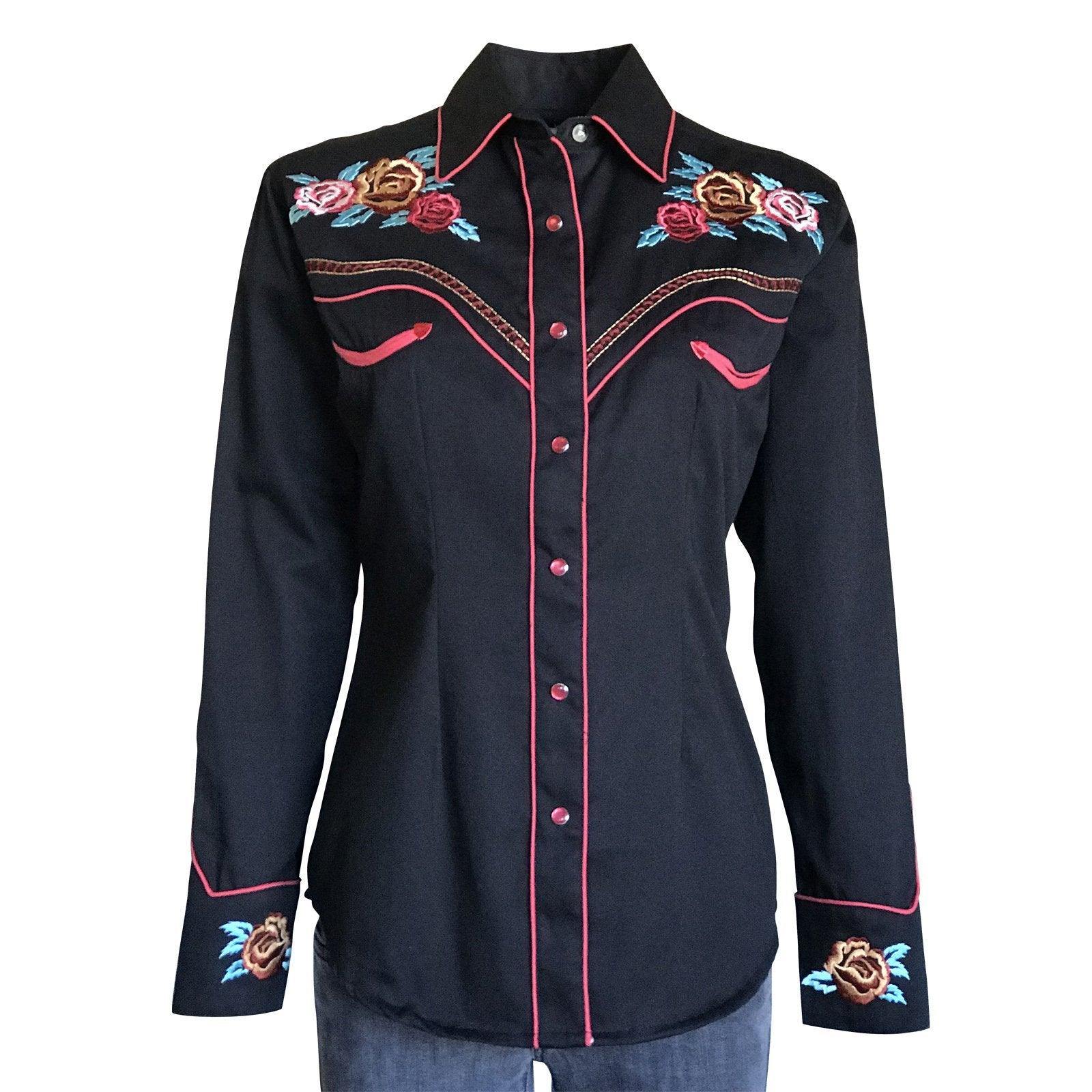 Rockmount Ranch Wear Womens Vintage Rose Embroidery Shirt - Rockmount Clothing