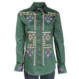 Rockmount Ranch Wear Womens Green Diamond Embroidered Shirt - Rockmount Clothing - Flyclothing LLC