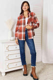 Double Take Plaid Collared Neck Long Sleeve Shirt - Trendsi