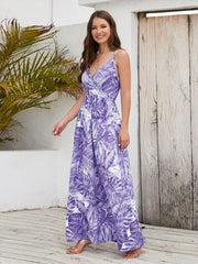 Printed Surplice Spaghetti Strap Dress - Trendsi