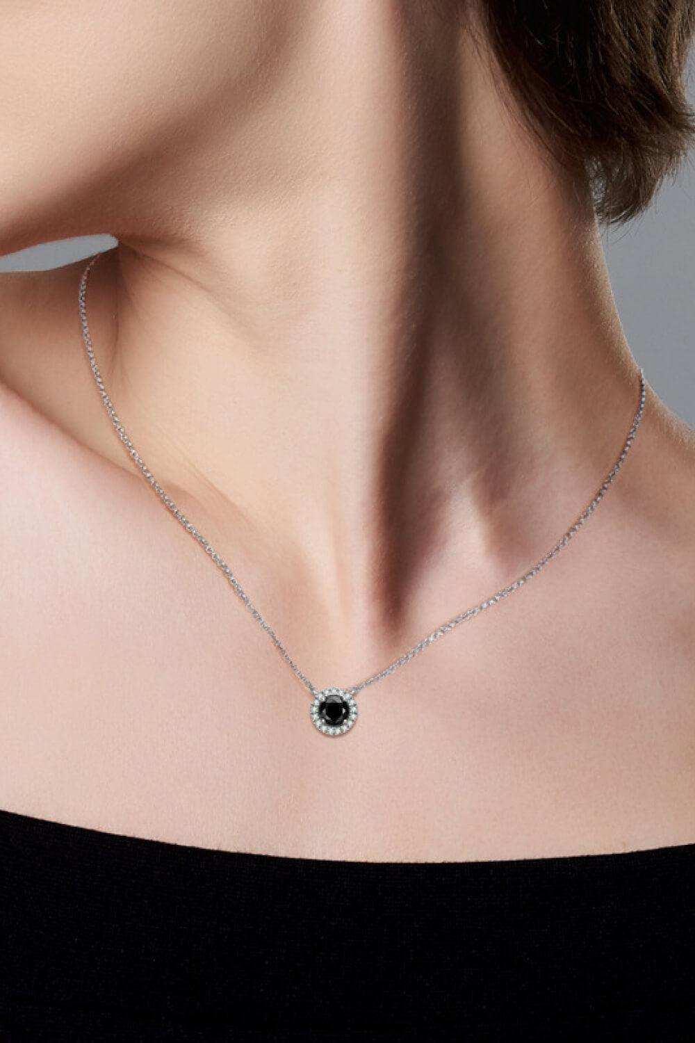 Two-Tone 1 Carat Moissanite Round Pendant Necklace - Trendsi - Flyclothing LLC