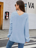 V-Neck Rib-Knit Top - Trendsi - Flyclothing LLC