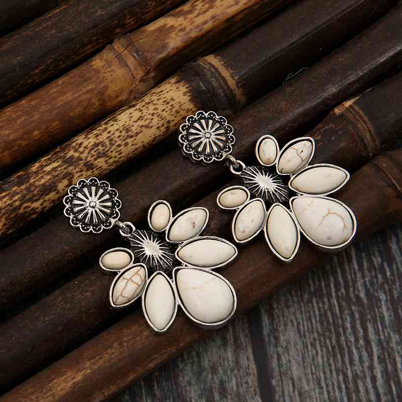 Artificial Turquoise Flower Earrings - Trendsi - Flyclothing LLC