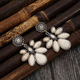 Artificial Turquoise Flower Earrings - Trendsi - Flyclothing LLC