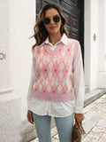 Geometric V-Neck Sweater Vest - Trendsi - Flyclothing LLC