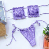Frill Trim Ruched Bikini Set - Trendsi