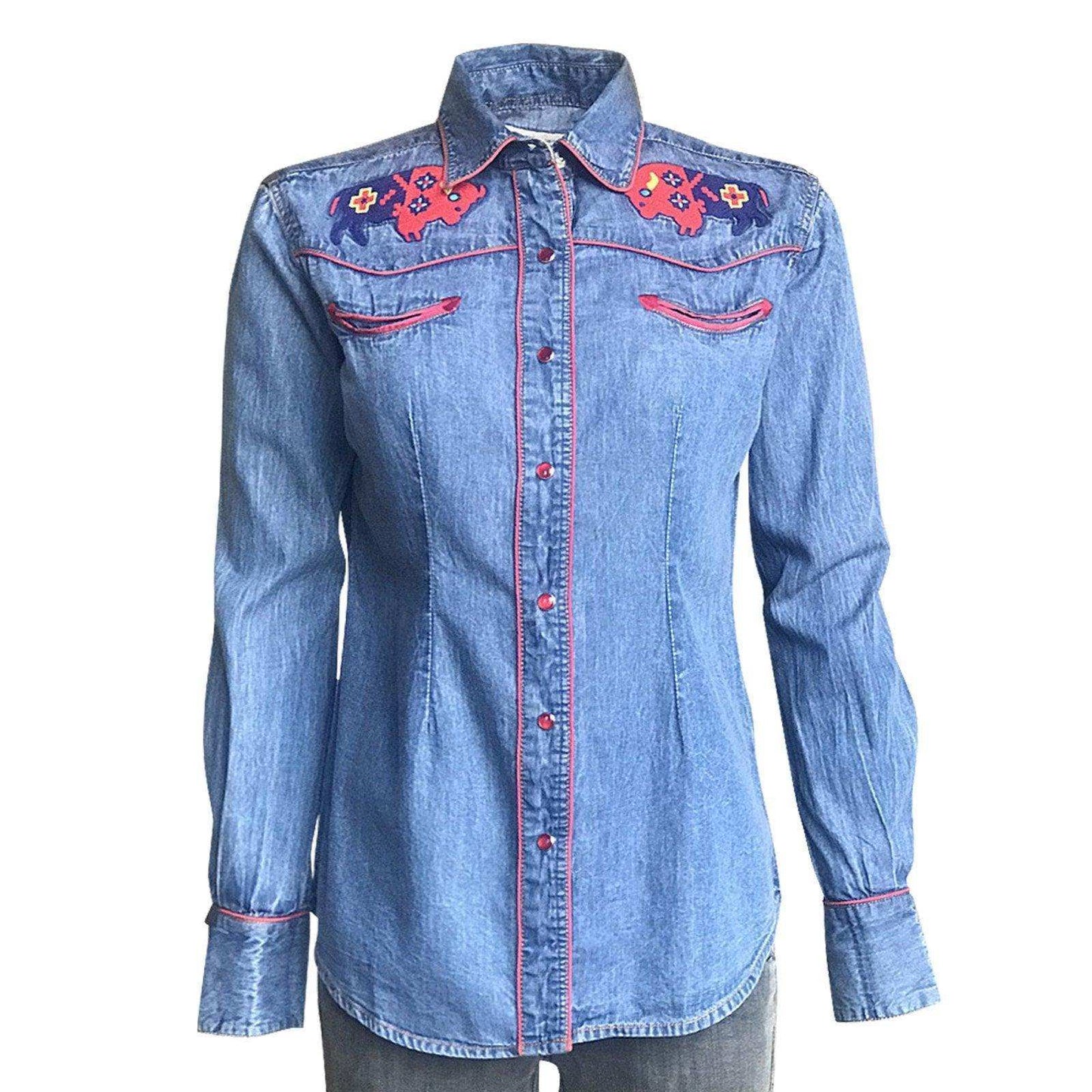 Rockmount Ranch Wear Womens American Bison Denim Western Shirt - Rockmount Clothing - Flyclothing LLC