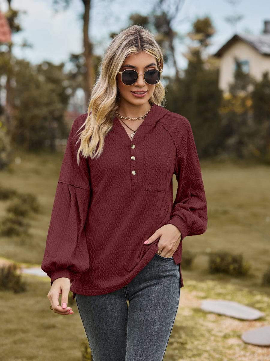 Cable-Knit Dropped Shoulder Hoodie - Trendsi - Flyclothing LLC