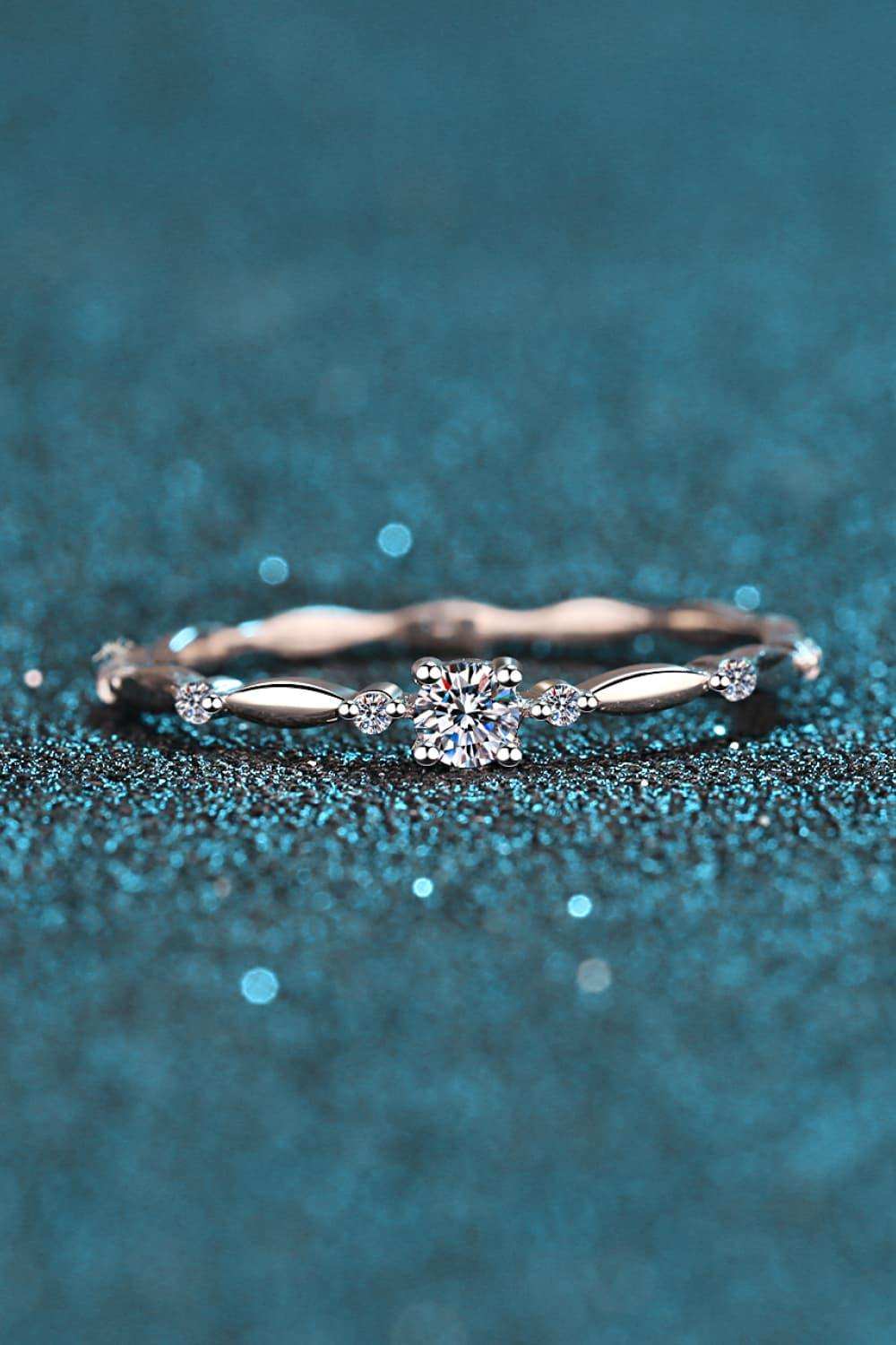 Moissanite 925 Sterling Silver Rhodium-Plated Ring - Trendsi - Flyclothing LLC