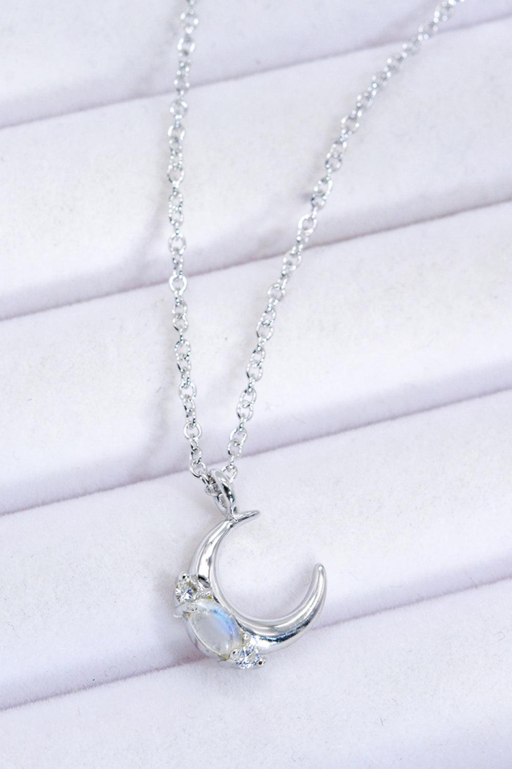 Natural Moonstone Moon Pendant Necklace - Flyclothing LLC