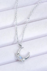 Natural Moonstone Moon Pendant Necklace - Flyclothing LLC