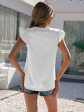 Notched Neck Butterfly Sleeve Blouse - Trendsi - Flyclothing LLC