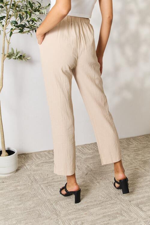 Double Take Pull-On Pants with Pockets - Trendsi