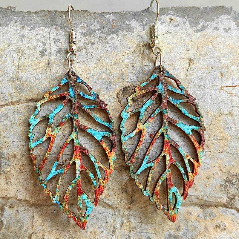 Leaf Shape Wooden Dangle Earrings - Trendsi - Flyclothing LLC