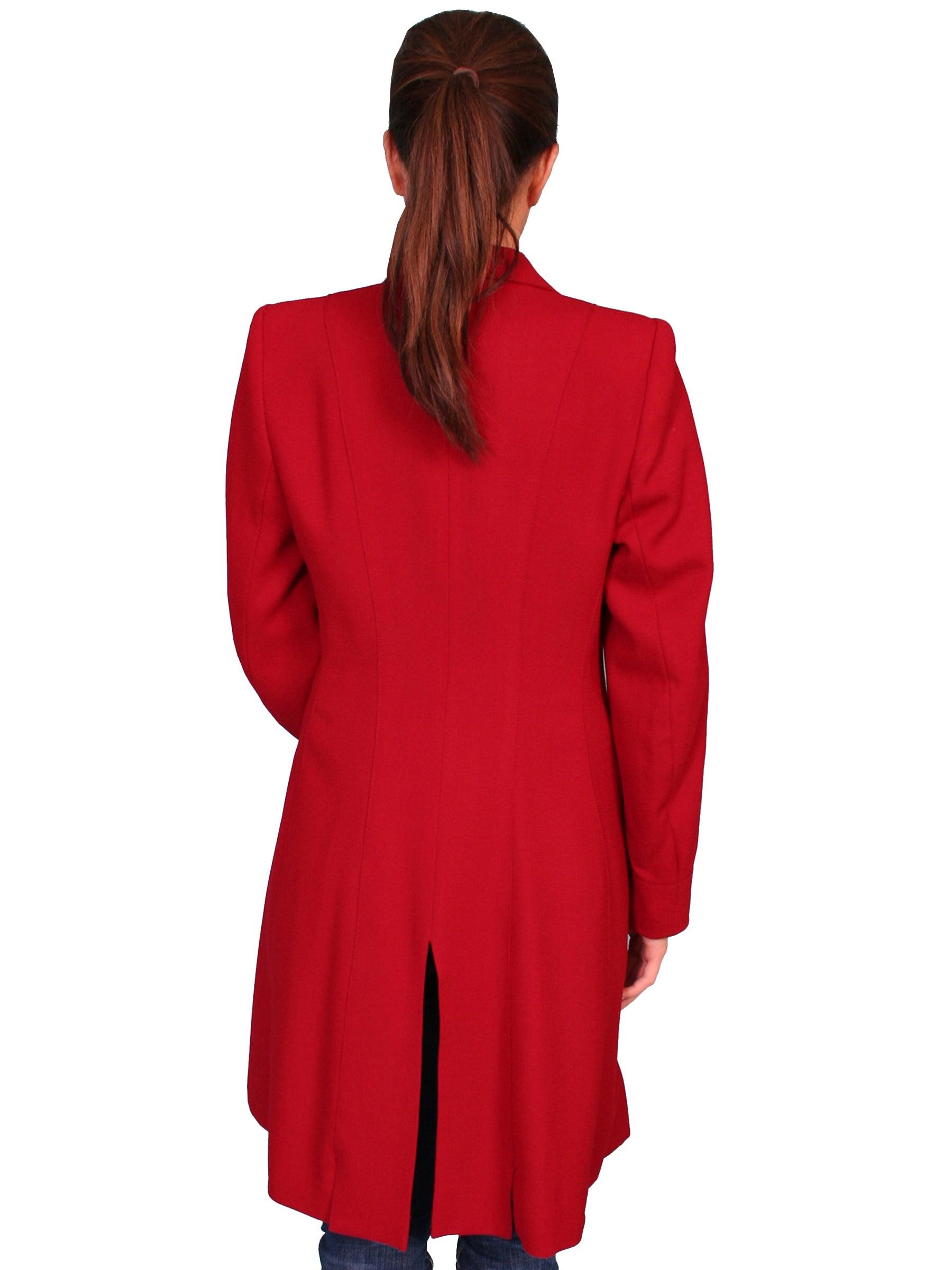 Scully DARK RED WOOL CREPE FROCK COAT - Flyclothing LLC