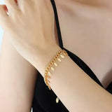Titanium Steel Leaf Charm Bracelet - Trendsi - Flyclothing LLC