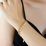 Titanium Steel Leaf Charm Bracelet - Trendsi - Flyclothing LLC