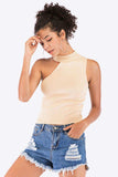 Asymmetrical Sleeveless Rib-Knit Top - Trendsi - Flyclothing LLC