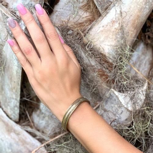 Copper and Brass Cuff Bracelet: Healing Twist - DZI (J) - Flyclothing LLC