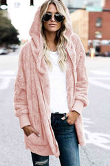 Teddy Hooded Jacket with Pockets - Trendsi - Flyclothing LLC
