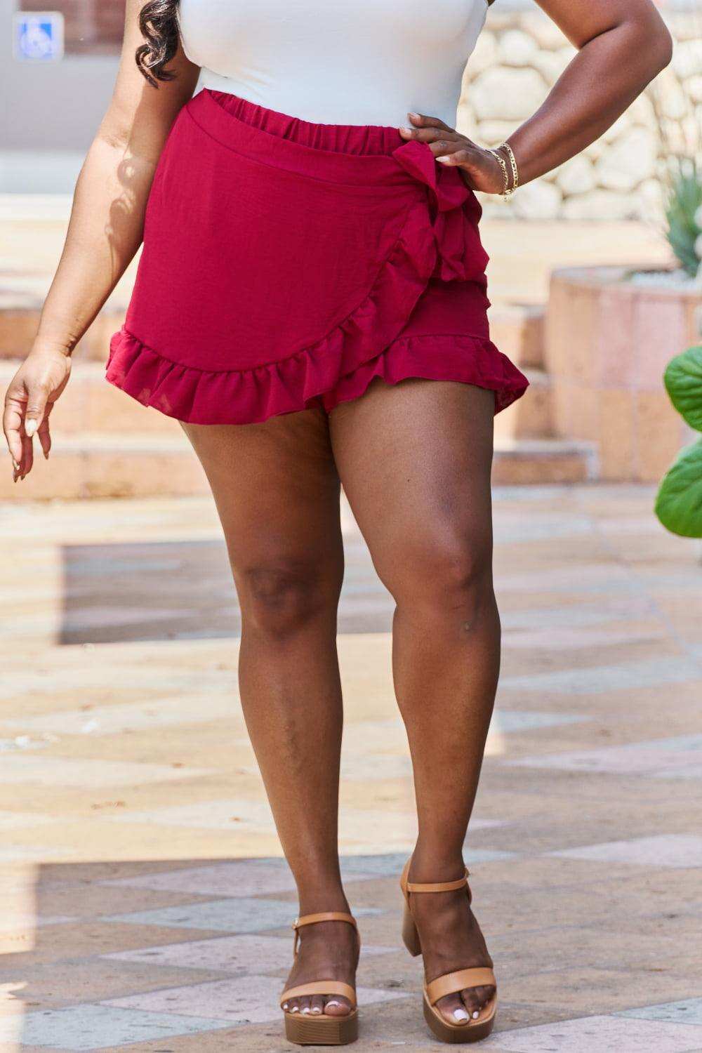 GeeGee Remember Me Plus Size Ruffled Hem Skort - Trendsi - Flyclothing LLC