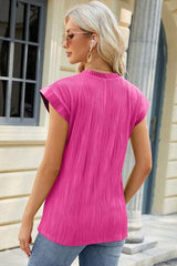 Round Neck Cap Sleeve T-Shirt - Trendsi - Flyclothing LLC