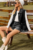 Sleeveless Collared Neck Denim Top with Pockets - Trendsi - Flyclothing LLC