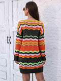 Openwork Round Neck Sweater Dress - Trendsi