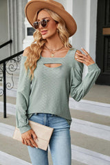 Cold Shoulder Square Neck Cutout Blouse - Trendsi