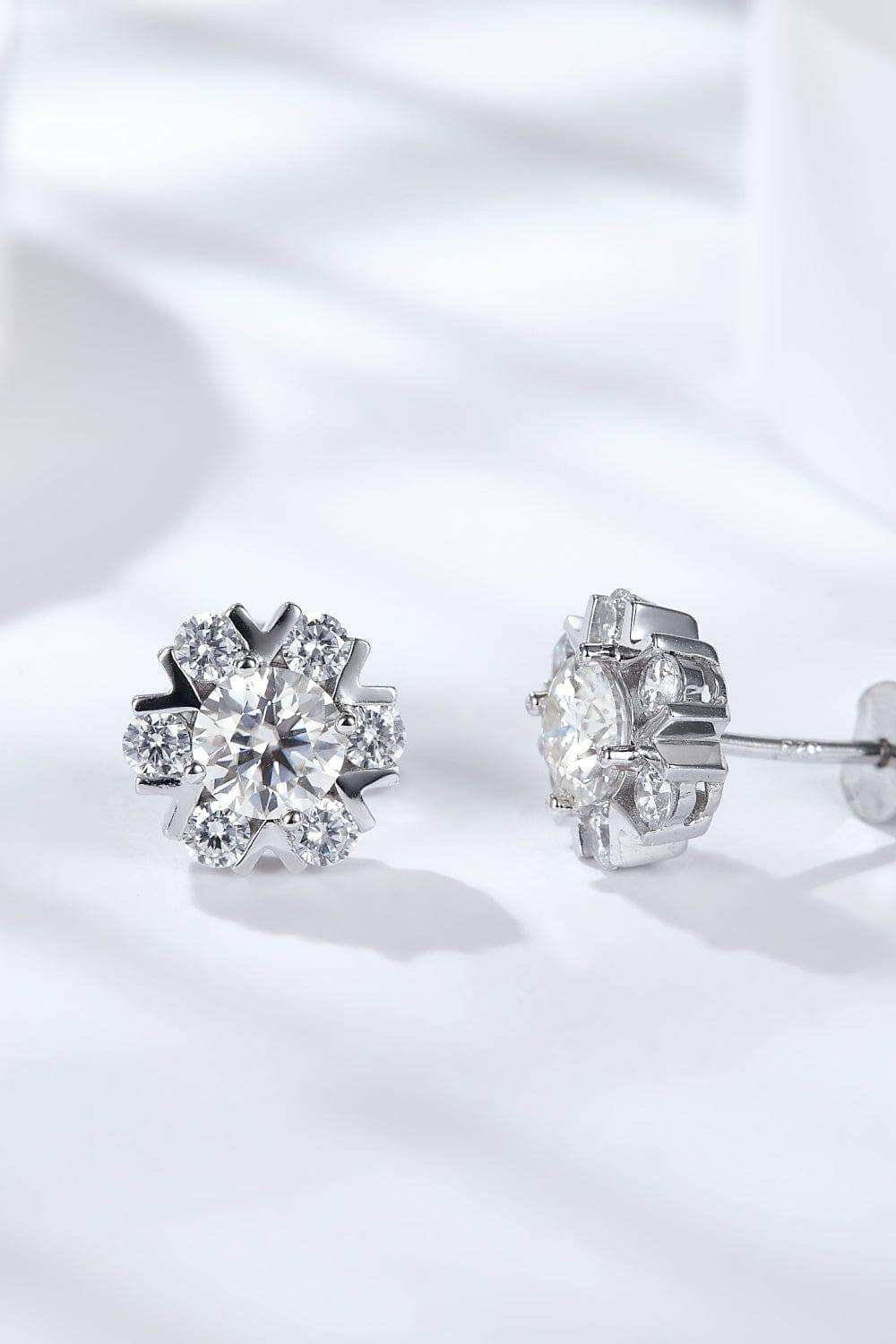 925 Sterling Silver Moissanite Stud Earrings - Trendsi - Flyclothing LLC