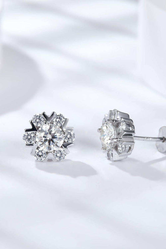 925 Sterling Silver Moissanite Stud Earrings - Trendsi - Flyclothing LLC