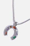 Inlaid Zircon Pendant Stainless Steel Necklace - Trendsi - Flyclothing LLC