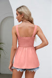 Smocked Square Neck Babydoll Tank - Trendsi