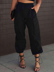 High Waist Drawstring Pants with Pockets - Trendsi